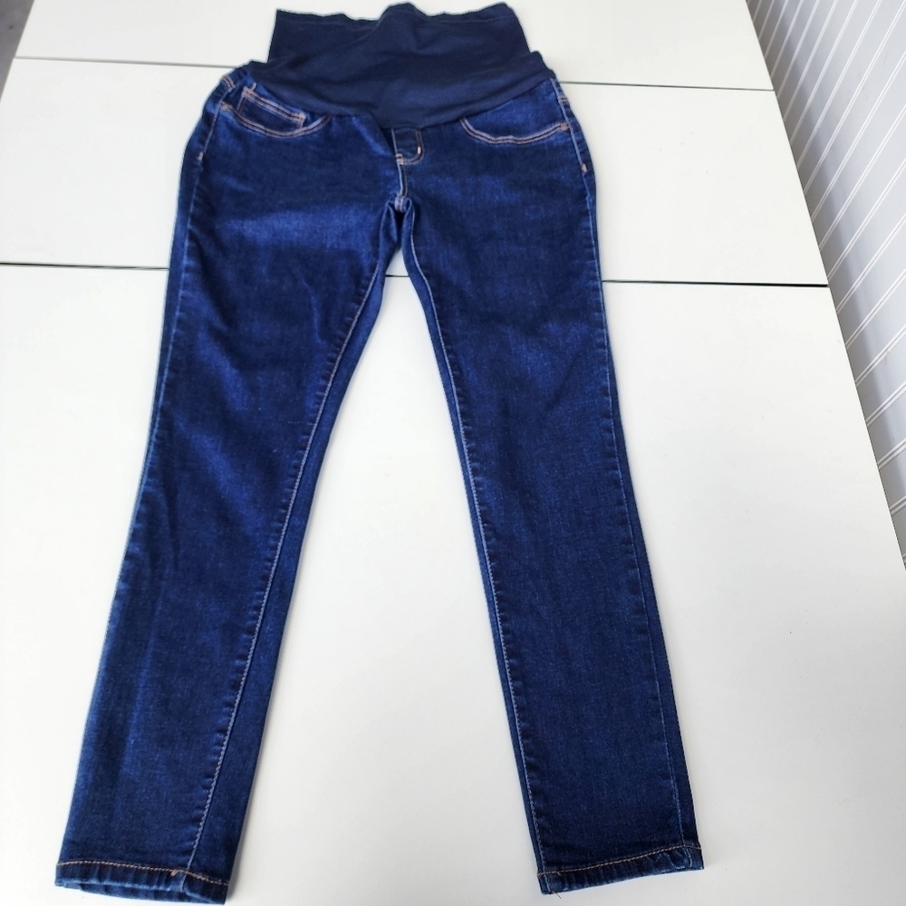 Bella Vida Maternity Jeans Women Low Rise Straight Rinse Wash Blue Denim Sz M